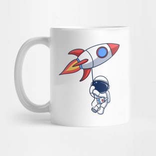 Astronaut Floating With Rocket Balloon Mug